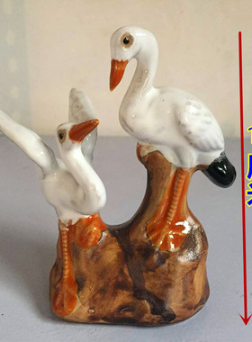 白鹤微型陶瓷配件山水盆景