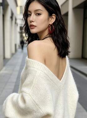 爆款晕染象牙白画釉c形大耳圈复古水墨质感百搭时尚耳环耳饰