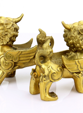 铜貔貅摆件一对纯铜皮丘大小号办公室装饰品