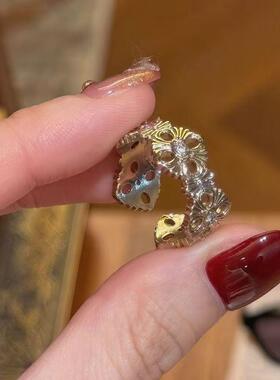复古轻奢蝴蝶满钻开口戒女小众设计感高级感食指戒指环叠戴戒指环