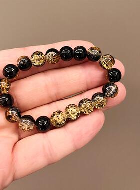 新款玉碎爆花水晶手链女绕指柔双色渐变玻璃珠手串学生小红书同款