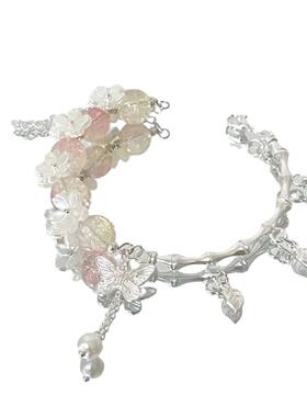 爆款樱花蝴蝶琉璃手链新中式国风百搭超仙手串小众设计饰品