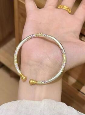 抖音新中式葫芦繁花描金手镯复古珐琅彩镂空古风高级感宫廷风手饰