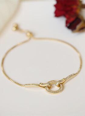 欧美轻奢手链ins小众设计几何抽拉可调手环网红百搭时尚手饰