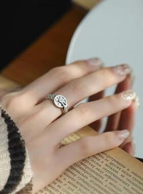 招财可旋转钱币鸿运当头金钱复古做旧戒指小众时来运转可转动指环