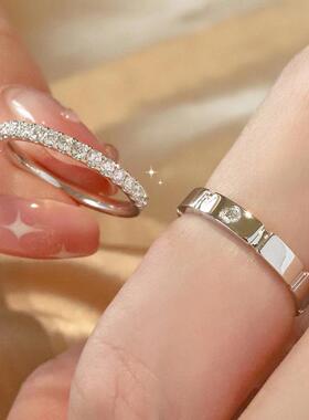 方糖男女情侣戒指男女一对素圈戒指ins小众设计感网红冷淡风指环