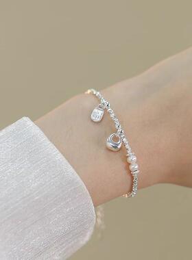 碎银子秤砣手链女新中式国风珍珠福牌复古手串小福包手饰女日常