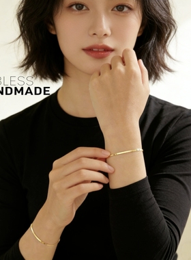 不掉色进口14K包金柔软刀片手链