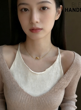 保色好日系14K金色猫咪金项链