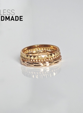 不褪色14K金色豆豆戒圈