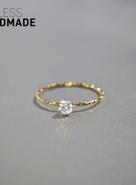 B家自制30分莫桑钻戒美国进口14K包金戒指女闪亮切面细戒圈保色好