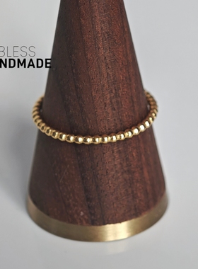 不褪色14K金色豆豆戒圈