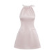 Pink satin glossy pearl halter neck dress