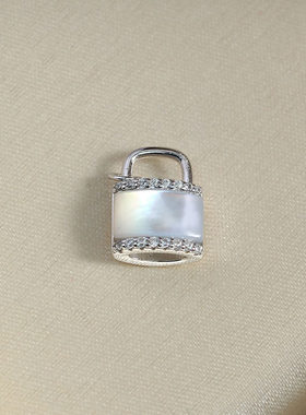 S925纯银贝母秤砣镶钻珍珠吊坠