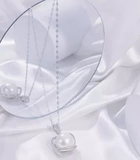 DIY珍珠配件 S925纯银猪鼻子细链锁骨链带延长链配饰秋冬款