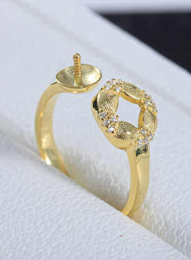 S925纯银复古精致开口戒指空托