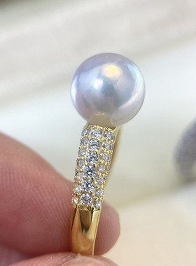 S925纯银法式简约珍珠戒指空托