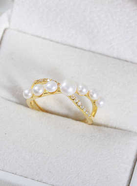 S925纯银甜美DIYX形新款戒指空托