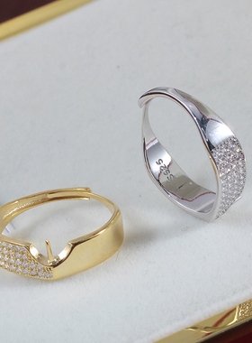 S925纯银光面镶嵌锆石珍珠戒指