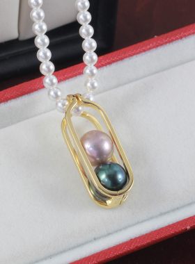 S925纯银无孔珍珠项链吊坠空托