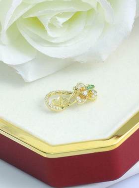 18k金吊坠配件镀空托项链