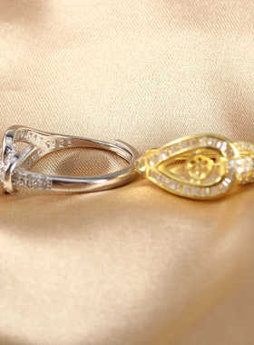 S925纯银精致DIY新款戒指空托