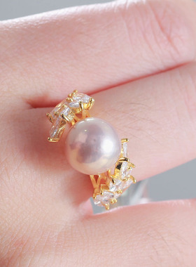 S925纯银法式温柔珍珠戒指配饰