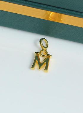 DIY珍珠配件新款S925纯银光面M字母吊坠空托简约百搭时尚通勤