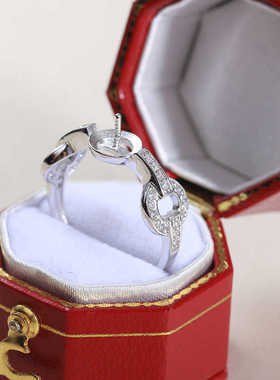 S925纯银简约新款DIY戒指空托