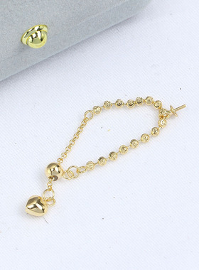 钻石链珍珠戒指空托可调节