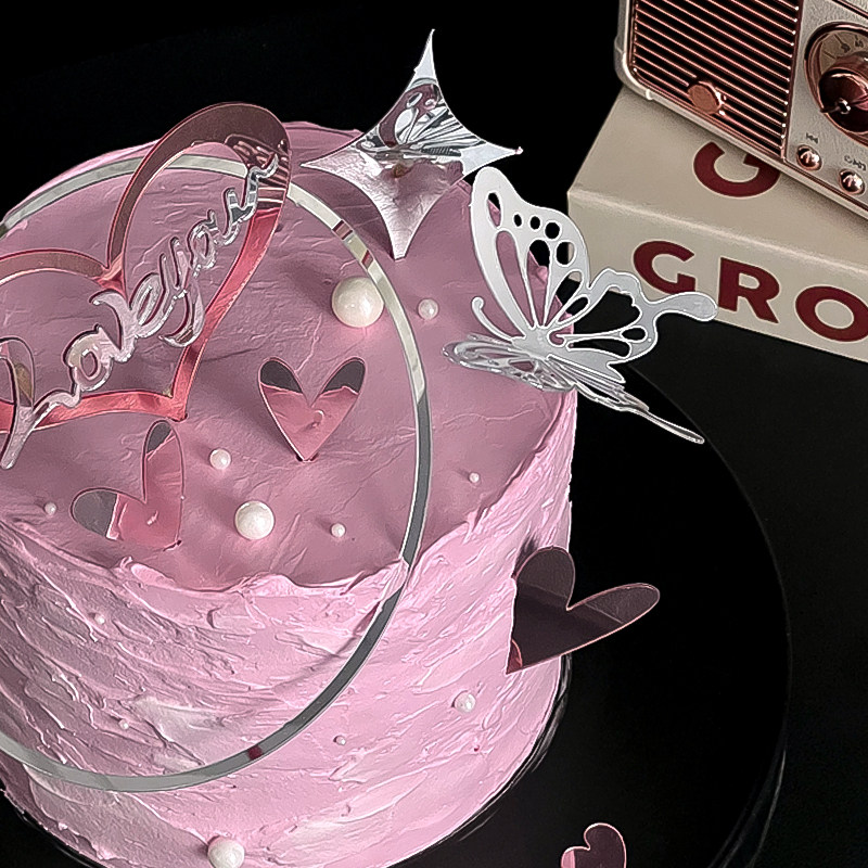 214情人节仙女风蝴蝶亚克力蛋糕装饰插牌双层爱心loveyou烘焙插件,淘宝优惠券,粉丝福利购,淘宝优惠卷