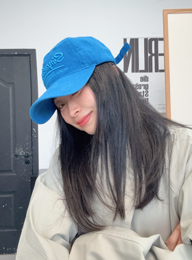 （马到超神）显白克莱因蓝字母刺绣棒球帽休闲百搭