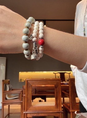（象牙纹路）陶瓷手链两圈百搭复古手工
