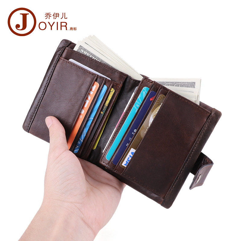 跨境新品休闲真皮男士wallet rfid多卡位复古疯马皮短款钱包,淘宝优惠券,粉丝福利购,淘宝优惠卷