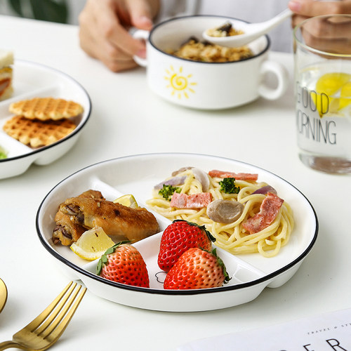 脂20分格餐盘分隔一人食餐具家用三格儿童分餐盘减肥减脂定量盘子 - 图2