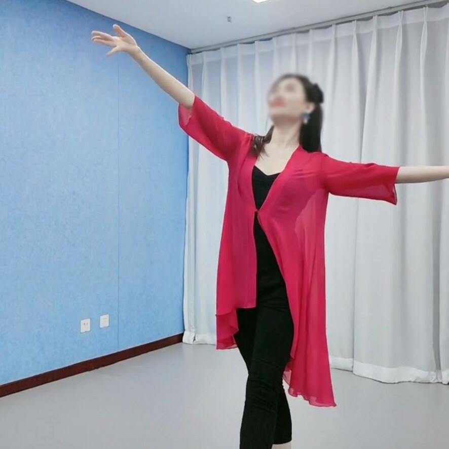 初见舞蹈服纱衣套装古典舞练功服女成人身韵服披衫飘逸中国风扇舞 - 图2