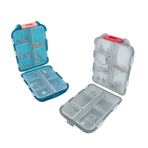 便携小首饰收纳盒分隔大容量出行伴侣耳环耳钉项链戒指胸针手链盒 - 图3