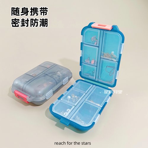 便携小首饰收纳盒分隔大容量出行伴侣耳环耳钉项链戒指胸针手链盒 - 图0