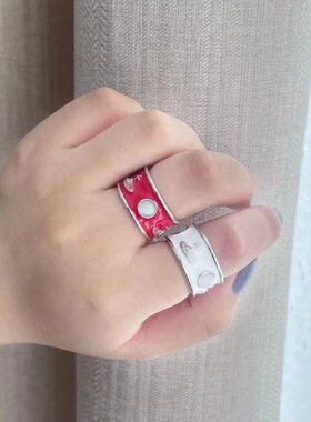 时尚气质星球ins小众轻奢设计戒指土星滴釉欧美ins风铜镀金指扣