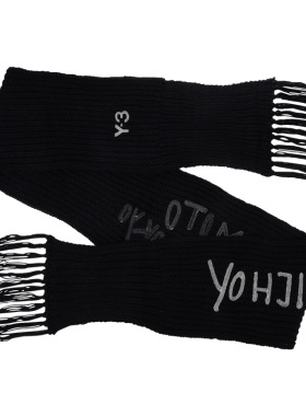 Y-3经典字母logo流苏边围巾男女