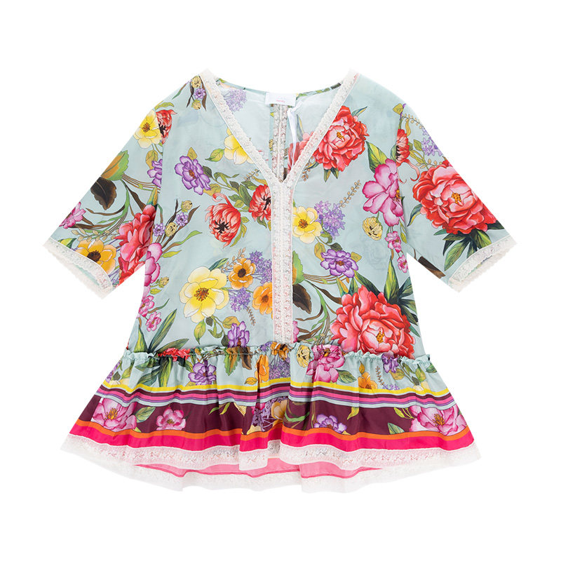 PAROSH经典印花图案短袖雪纺衫女士春夏XY特卖,淘宝优惠券,粉丝福利购,淘宝优惠卷