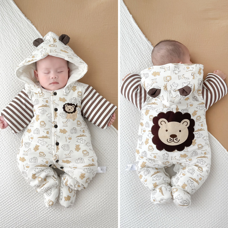 婴儿连体衣冬季夹棉男女宝宝冬装包脚哈衣加厚棉衣新生儿满月秋冬,淘宝优惠券,粉丝福利购,淘宝优惠卷