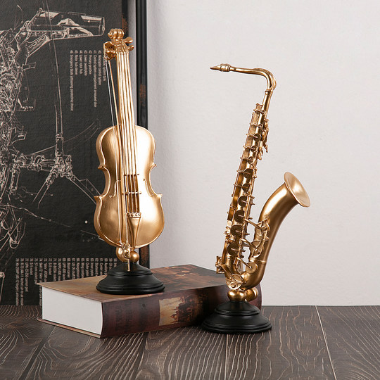欧式轻奢乐器小提琴树脂音乐艺术品摆件办公室客厅创意模型装饰礼