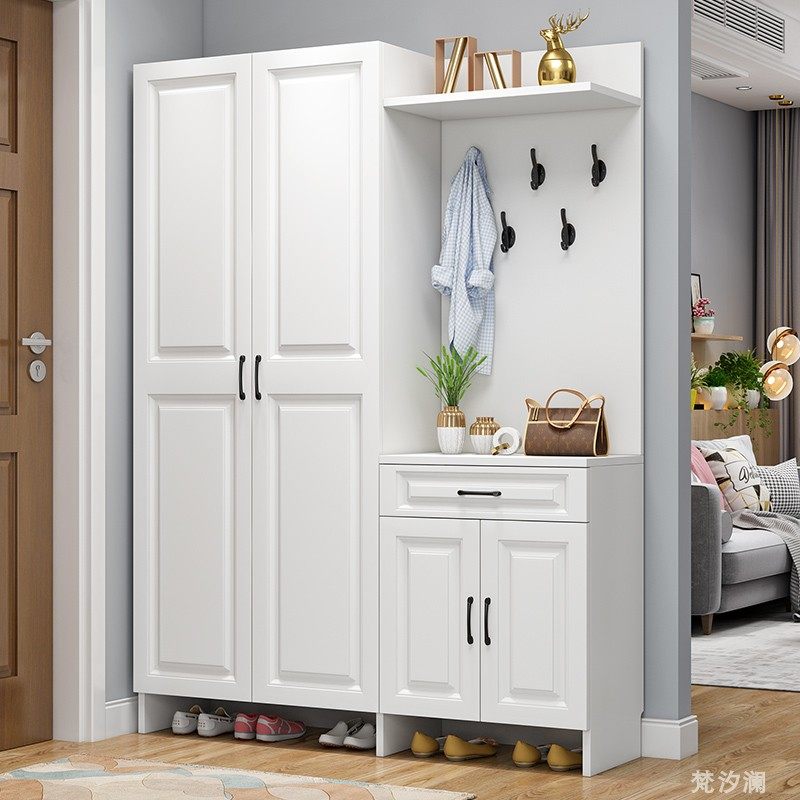 简约进门鞋柜门厅柜衣帽柜靠墙储物柜带穿衣镜大容量鞋架客厅衣柜,淘宝优惠券,粉丝福利购,淘宝优惠卷