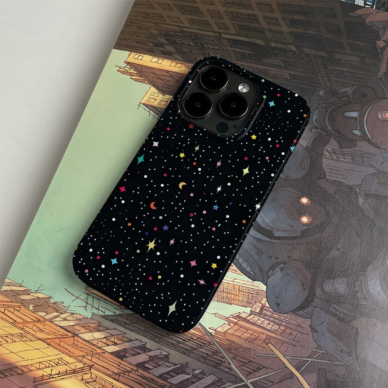 彩色波点星星月亮艺术小众适用高级感卡通iPhone16pro+苹果15promax菲林手机壳新款13/1214proVIVO90