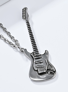 张泽禹同款钛钢吉他项链男设计感