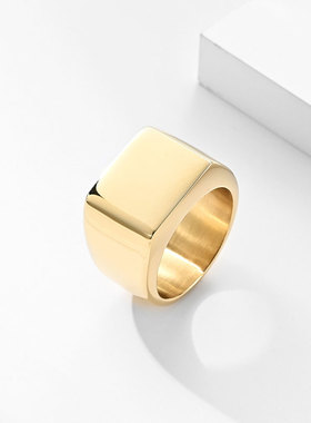 男士钛钢ins个性小众风宽面戒指