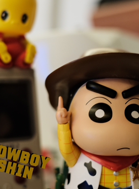 卡通牛仔小新装饰摆件公仔模型