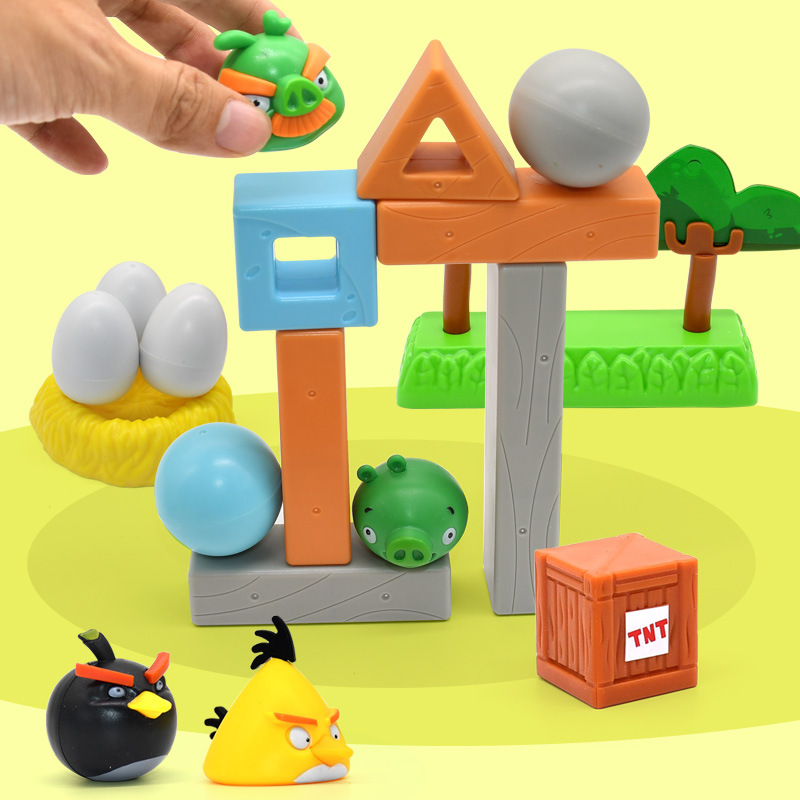 正版愤怒的小鸟玩具儿童积木拼装玩偶手办3-6岁男孩公仔弹射玩具2 - 图2