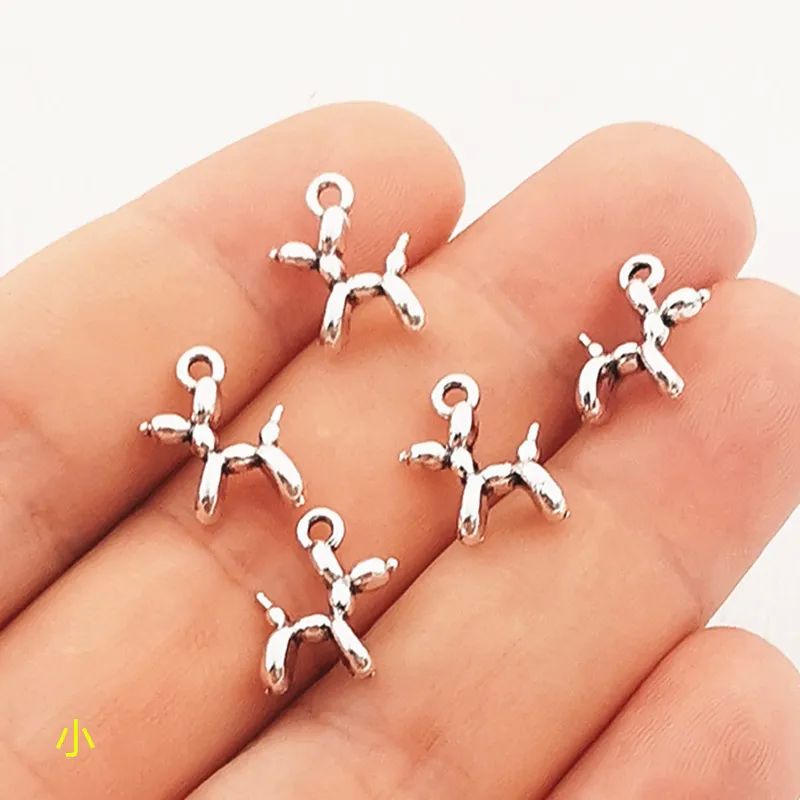 20pcs 10x14mm Antique Silver Color Zinc Alloy Balloon Dog Ch - 图0